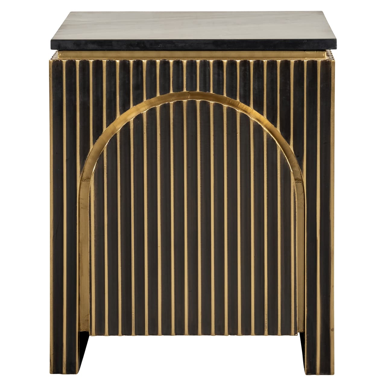 Nachtkastje Les Arcs brushed gold met zwart marmeren blad