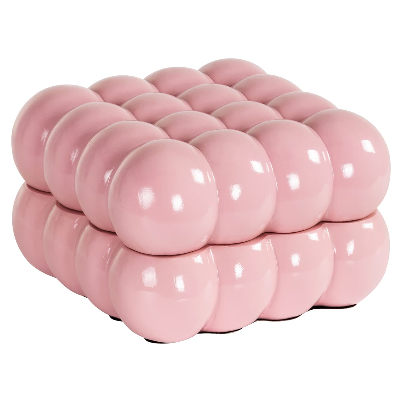 Opbergdoos Cece roze met bubbeldesign in polyresin 14x9 cm