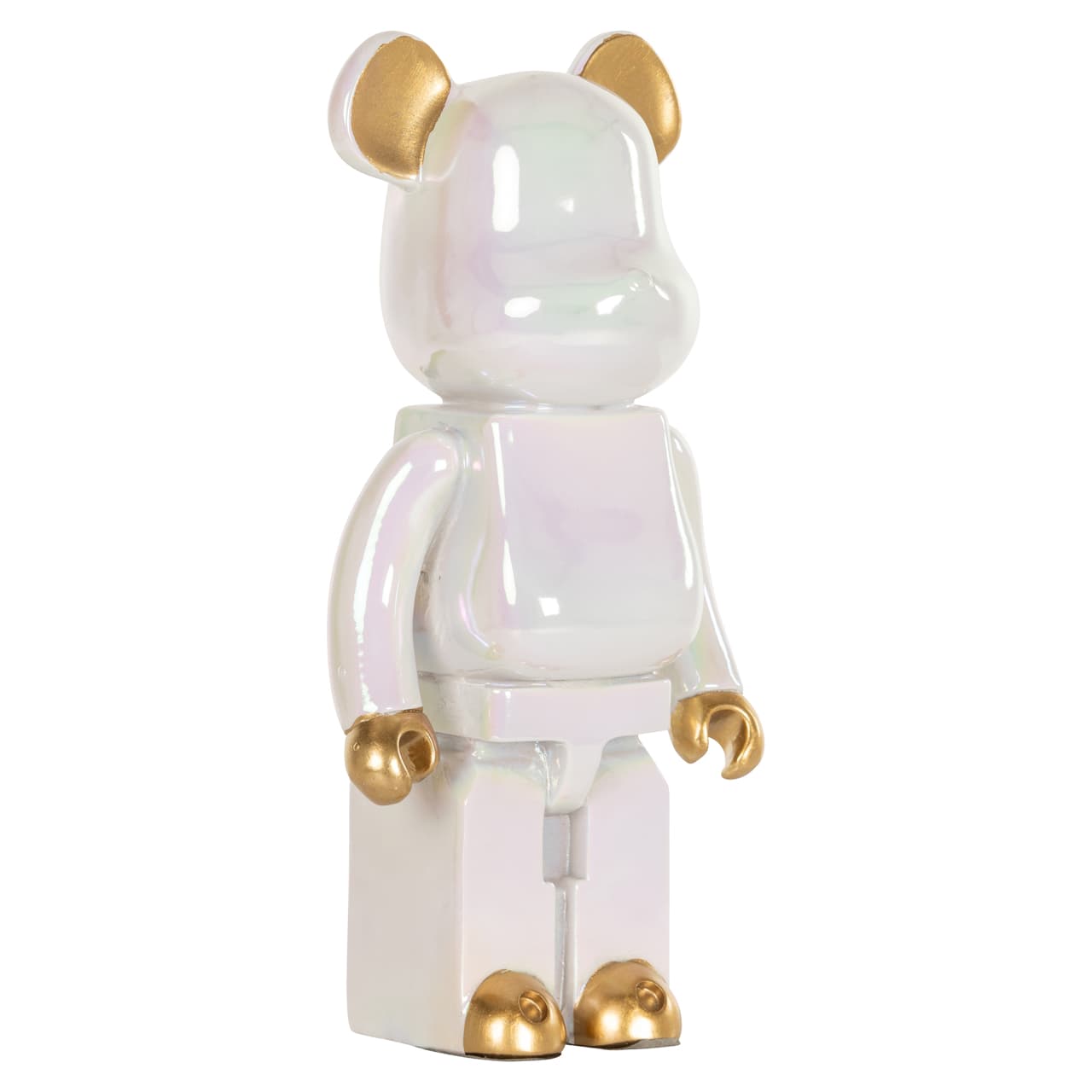 Decoratief object Ave beer polyresin wit-iriserende afwerking 29 cm