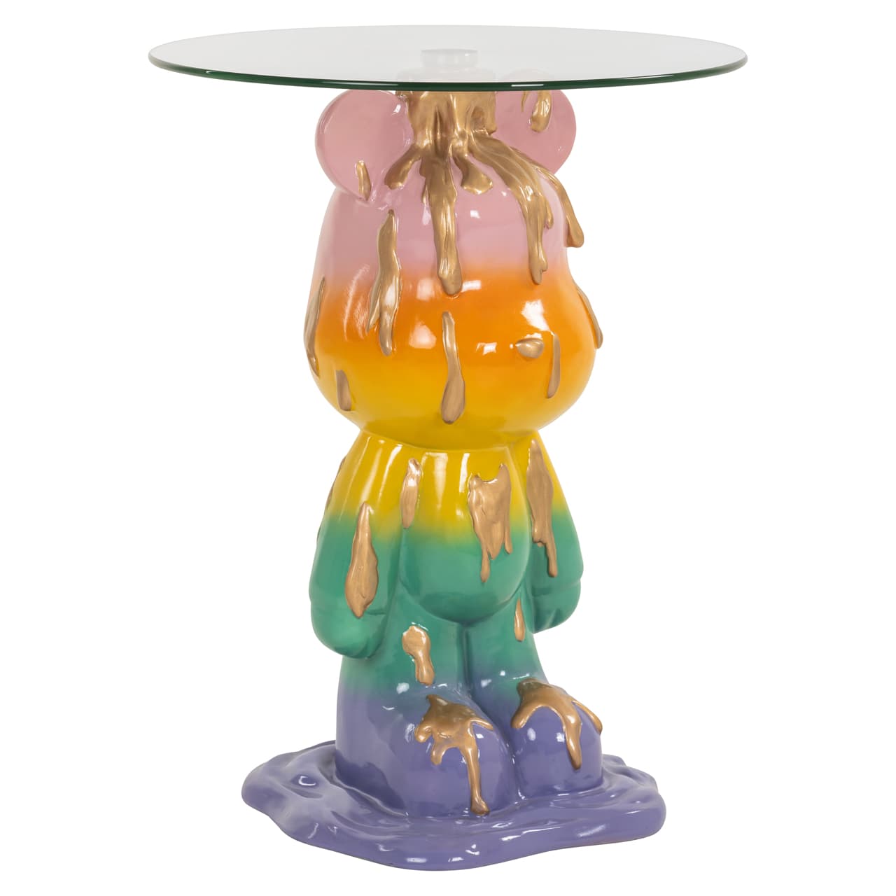 Bijzettafel Ebba multicolor met glazen blad 48x62 cm