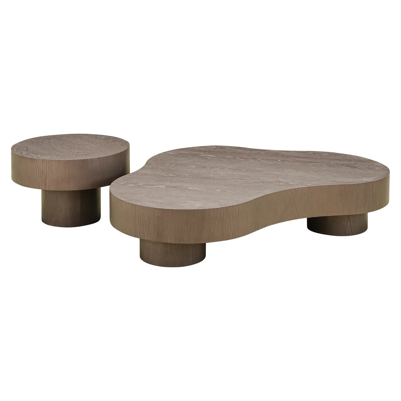Salontafel Bogor bronze set van 2 organische eiken tafels