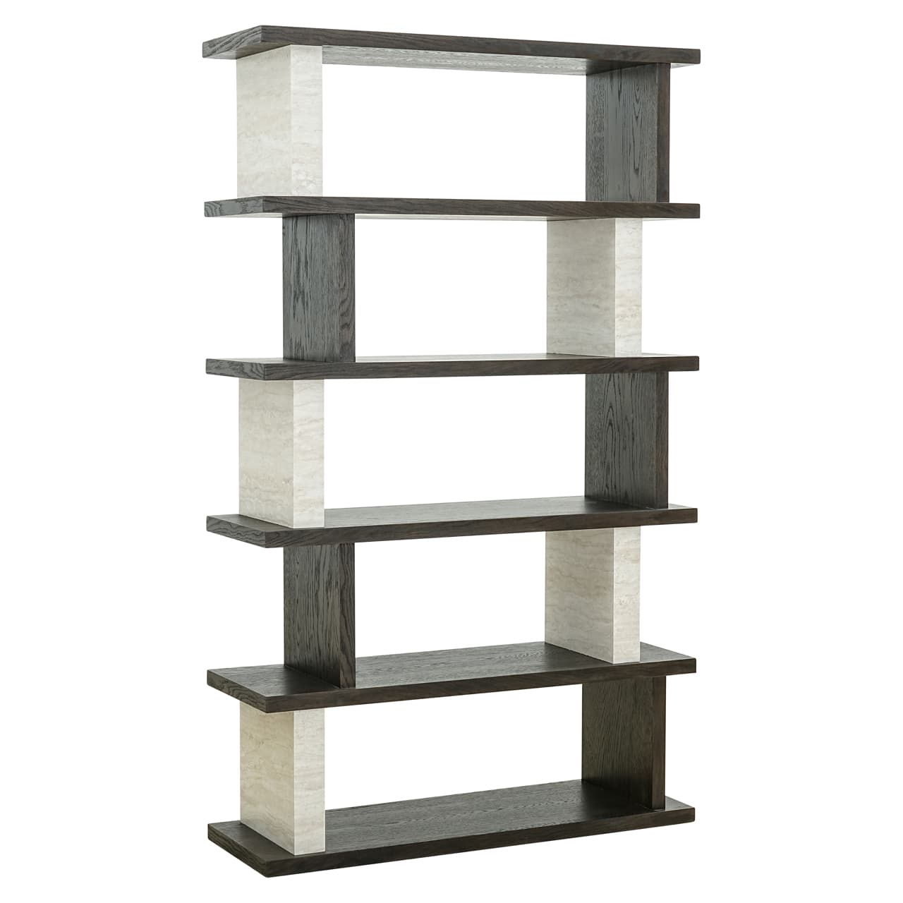 Wandkast Waldorf brown eiken fineer en steen 6 planken 200 cm