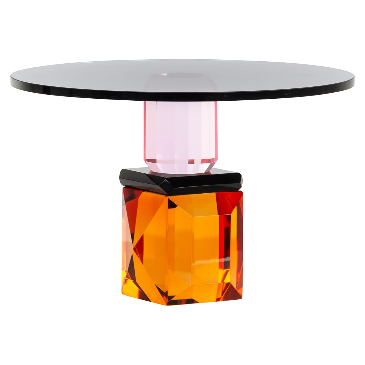 Taartplateau Feya kristal oranje - 28 cm rond, hoogte 18 cm