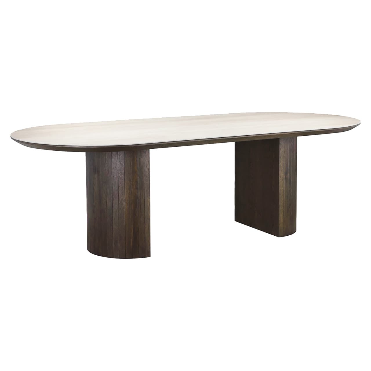 Eettafel Ritz ovaal 240 cm travertin keramiek en eiken