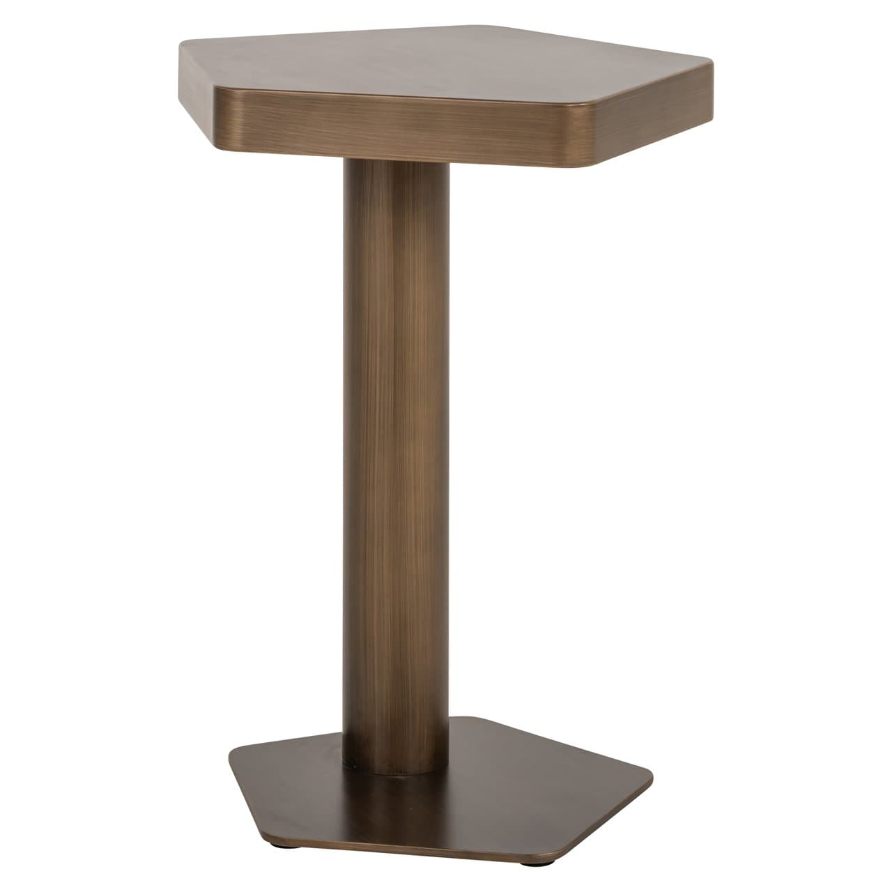 Sofatafel Hexa brushed gold ijzer met pentagonaal blad 60 cm