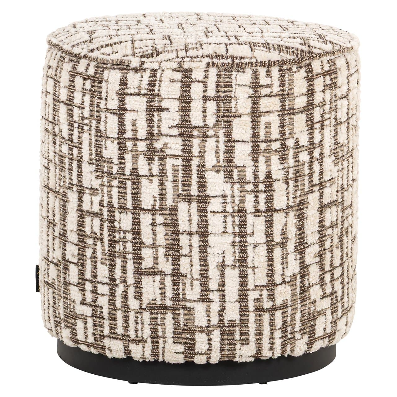 Poef Lexie cream dalia rond 45×47 cm - bekleed met textuur