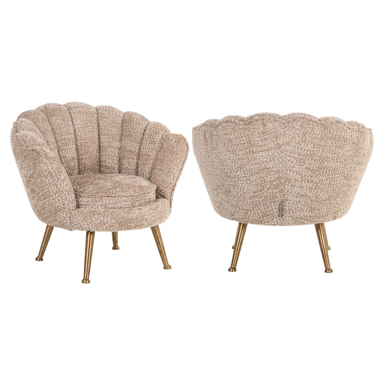 Kinderstoel Charly lovely beige bouclé met gouden poten 56 cm