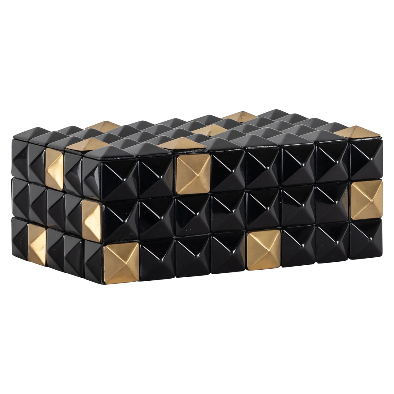 Opbergdoos zwart/goud met pyramide reliëf 22x8,5 cm