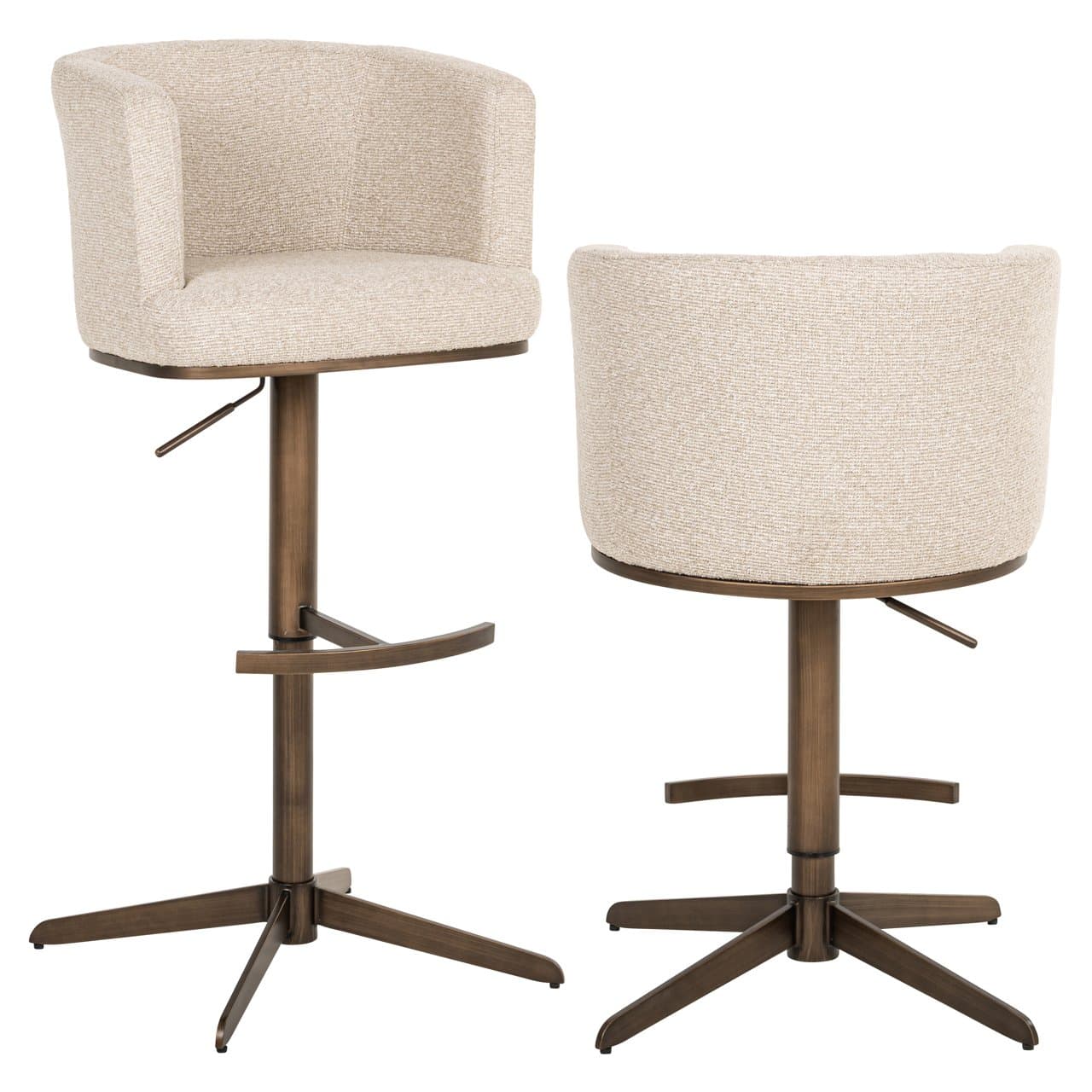 Barstoel Cheyenne biscotti swivel met bouclé bekleding 92 cm