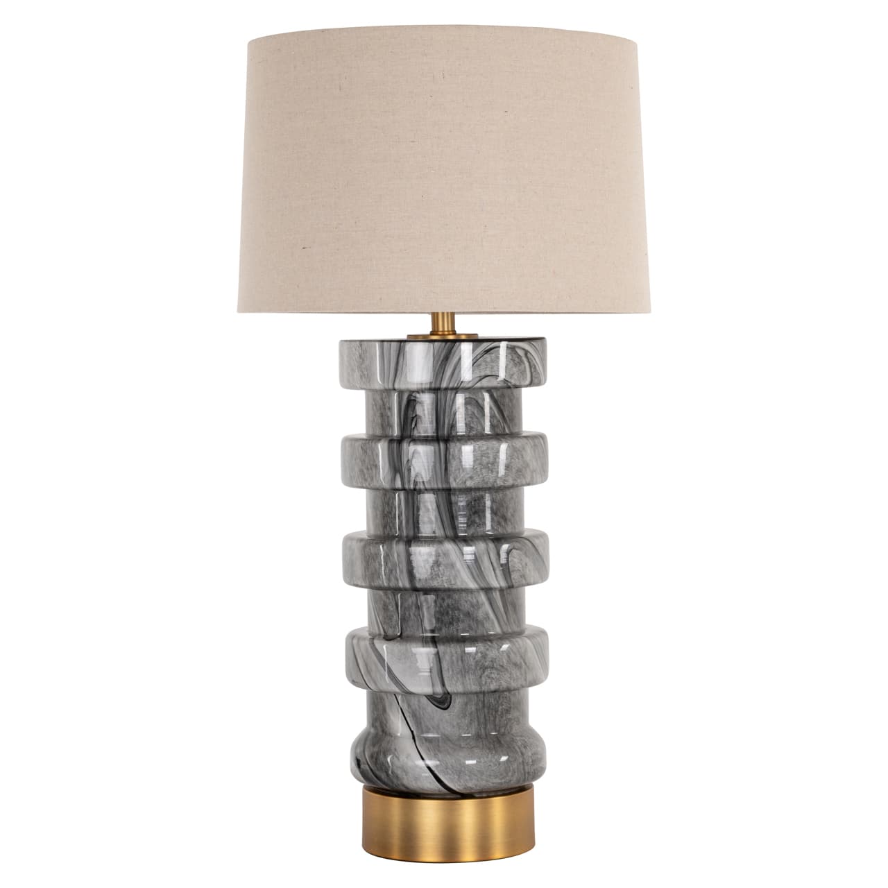 Tafellamp Jaylee grijs marmer glas met gouden voet 84 cm