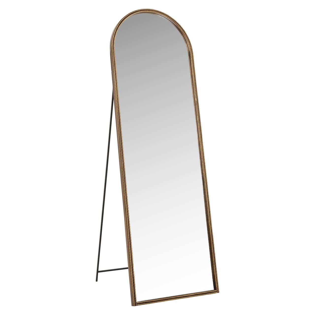 Staande spiegel goud met boogvorm en standaard 175 cm