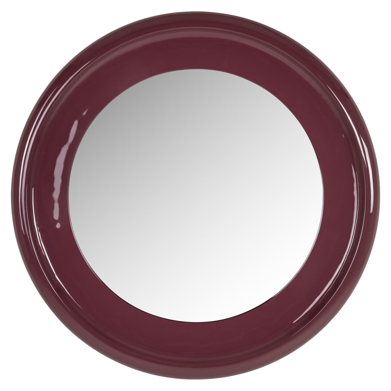 Ronde wandspiegel bordeauxrood met brede lijst 90 cm