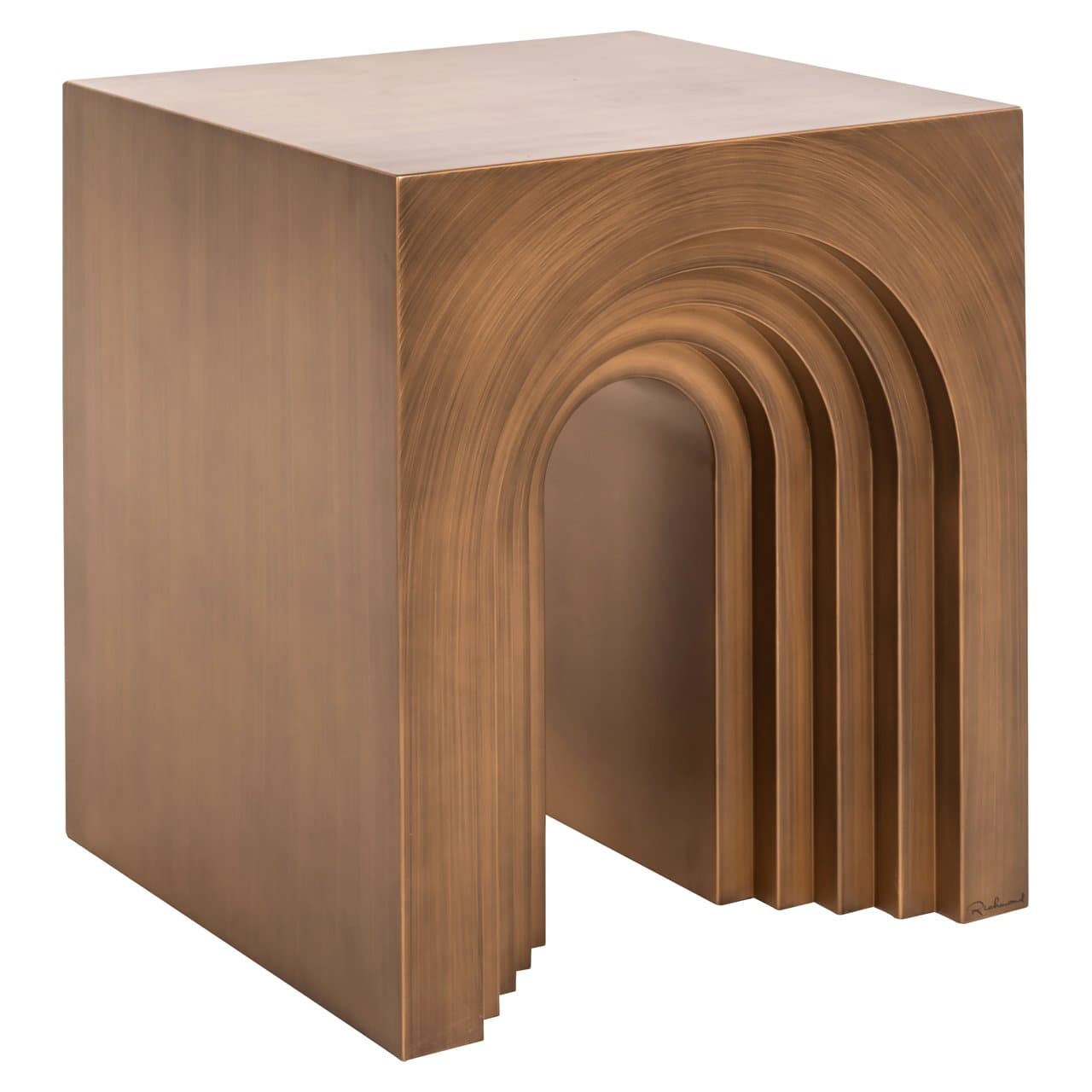 Bijzettafel Vevey brushed gold ijzer met boogdetail 50x55,5 cm