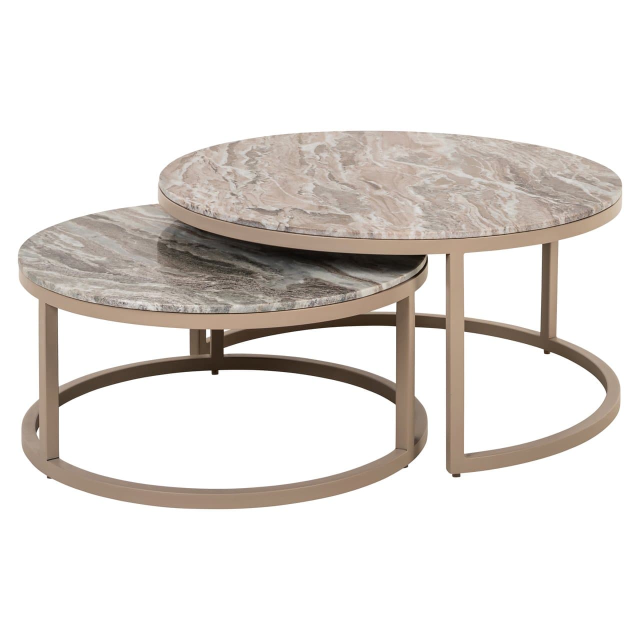 Salontafel set van 2 rond Toronto marmer clay onderstel 85 cm