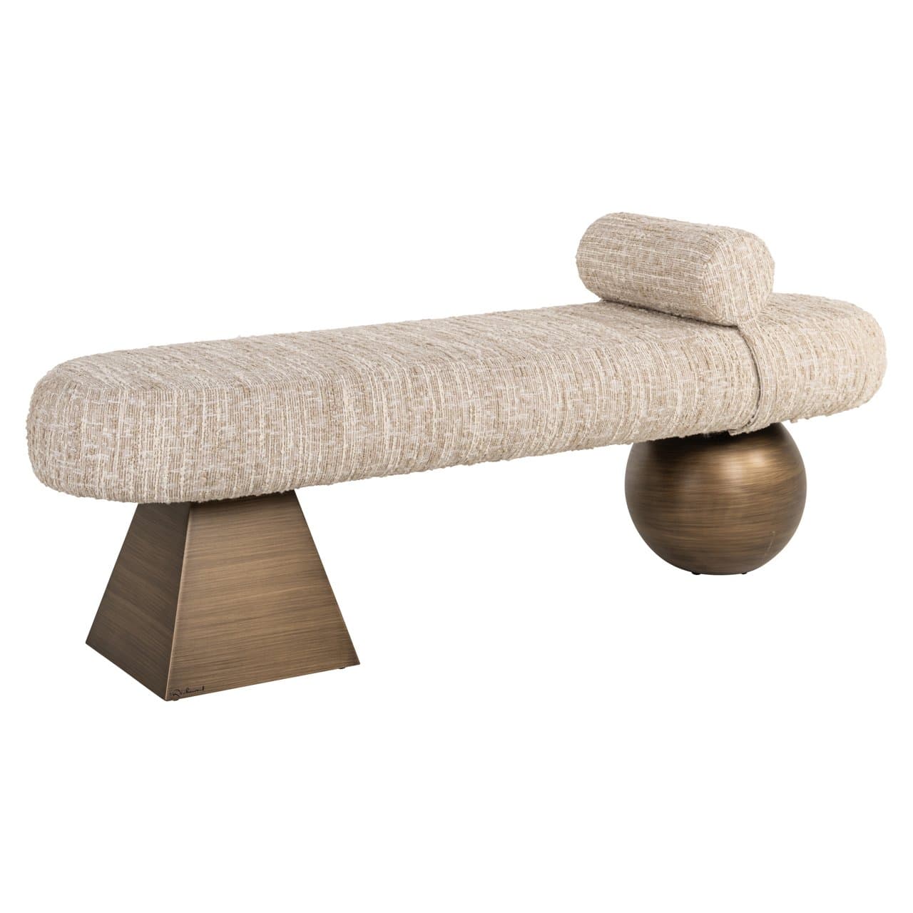 Bank Geneva beige angora boucle 149 cm met bolpoot