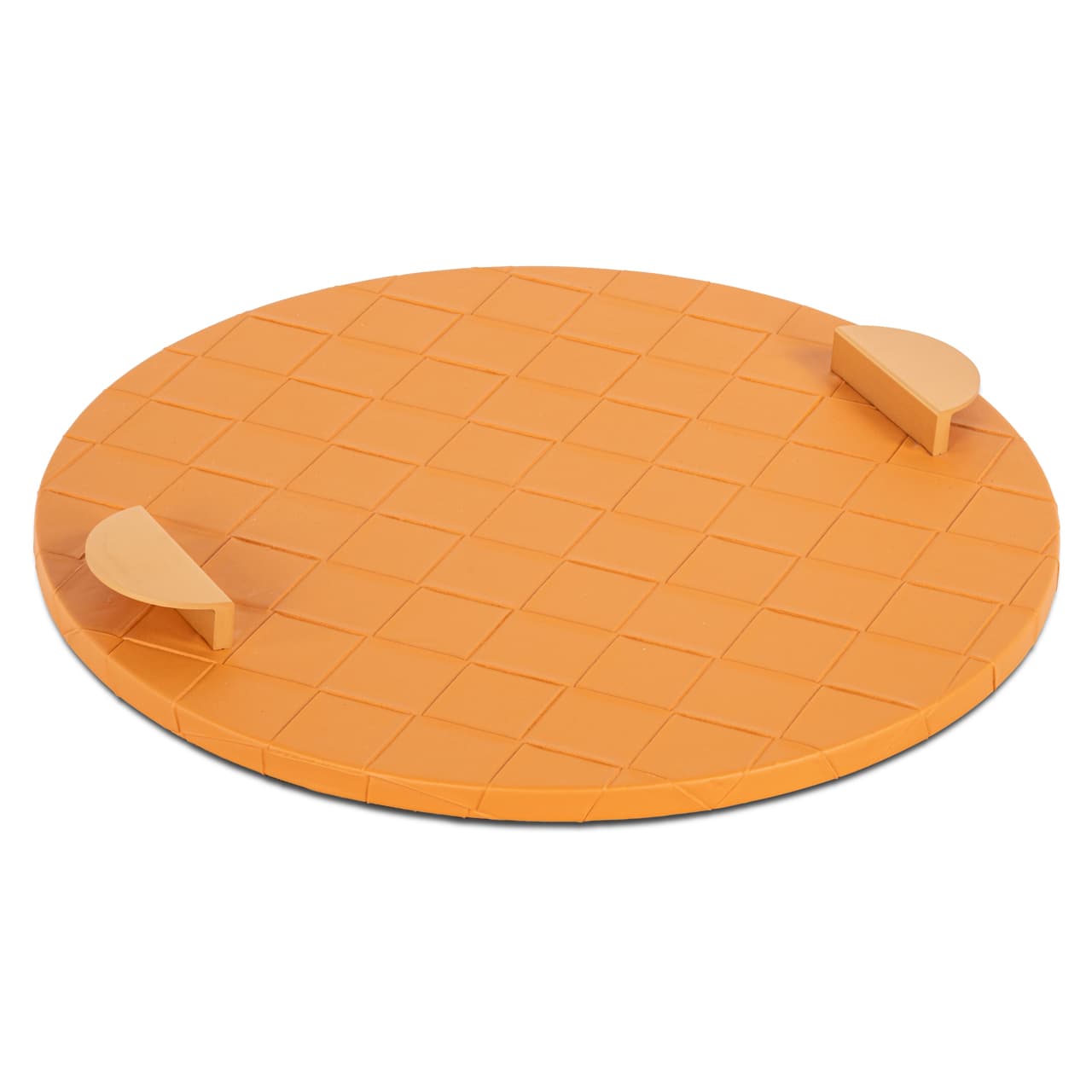 Dienblad Mavey rond oranje met handvatten 40 cm
