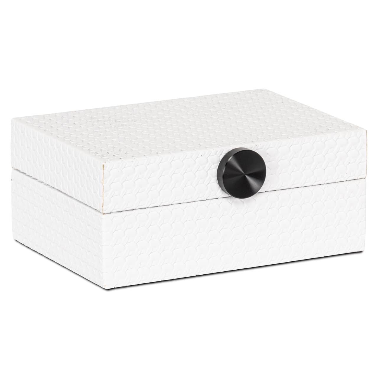 Opbergdoos Myrth wit small - MDF met PU leer 18x7,5 cm
