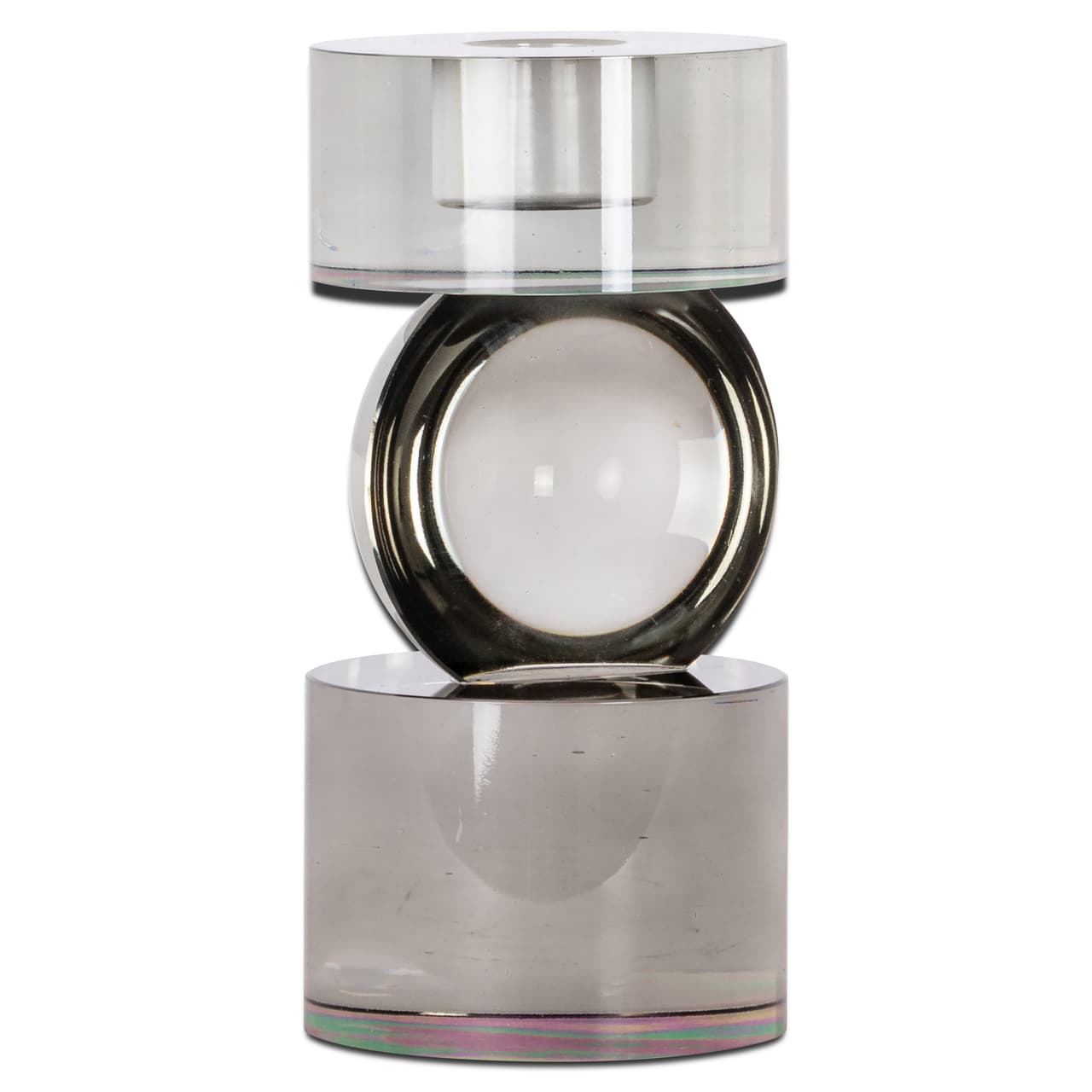 Kandelaar Jennyl grijs glas small 16,5 cm