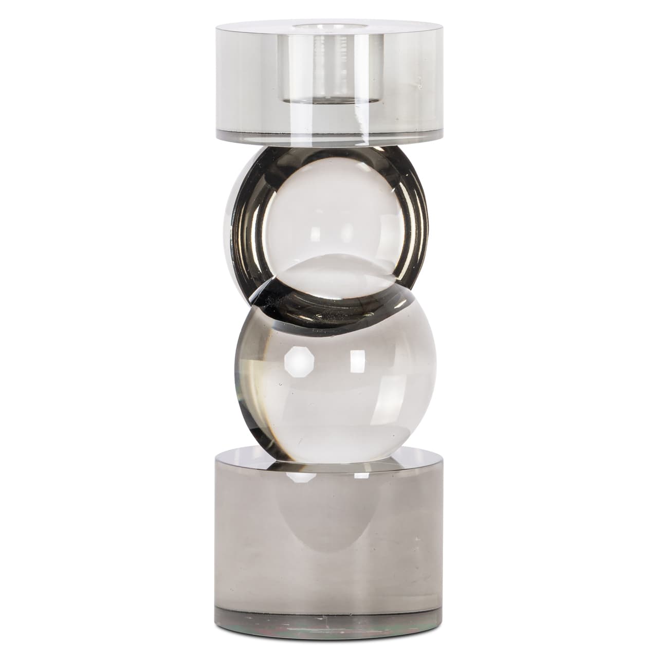 Kandelaar Jennyl glas grijs groot 21 cm