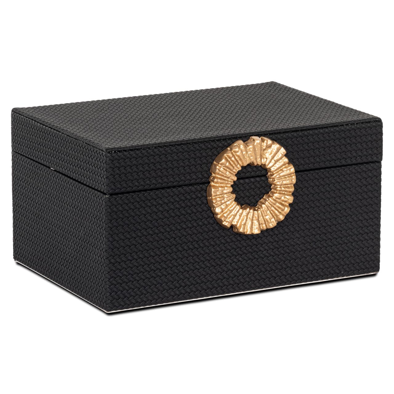 Opbergdoos Amal zwart/goud MDF PU-leer 24,5 cm