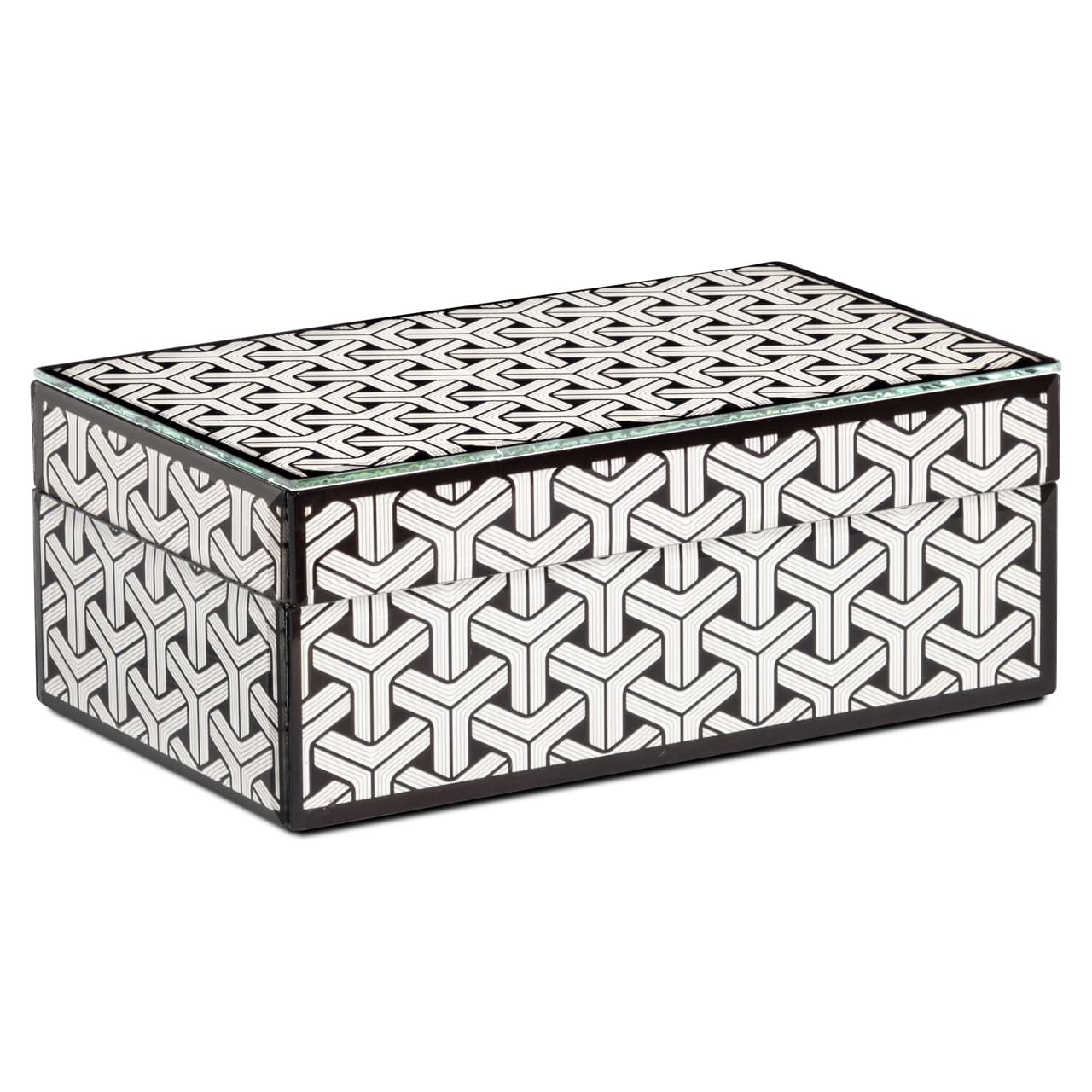Opbergdoos Feliz black/white met geometrisch patroon small