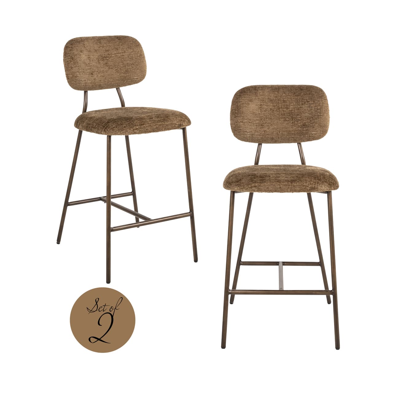 Counterstoel Xenia brandy fusion set van 2, zithoogte 65 cm
