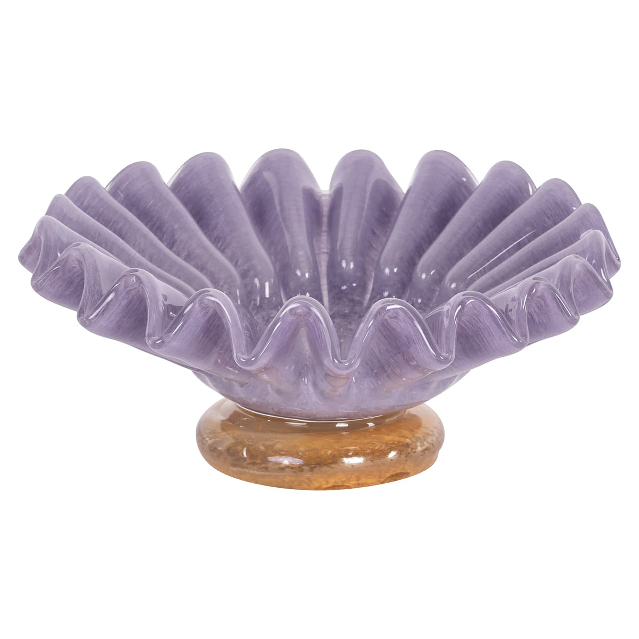 Schaal Beaudyle paars glas met schelprand 19 cm