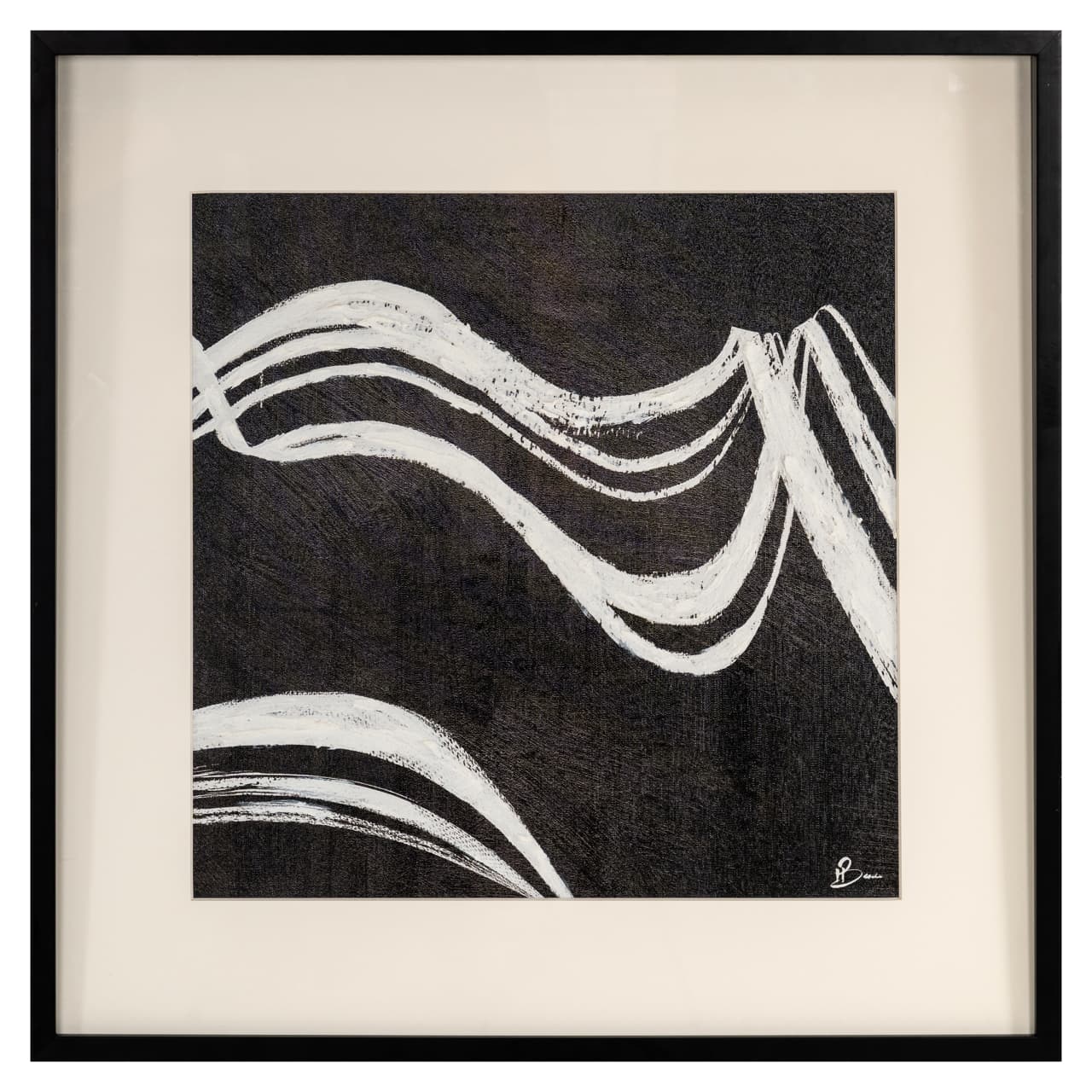 Wall art Jozy zwart-wit abstract 80x80 cm ingelijst