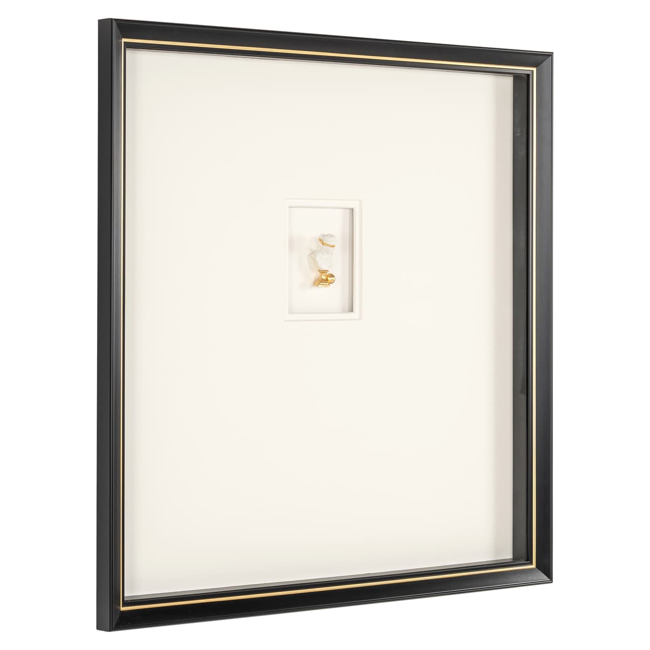 Wall art Hanna zwart wit met gipsen figuur 80x80 cm