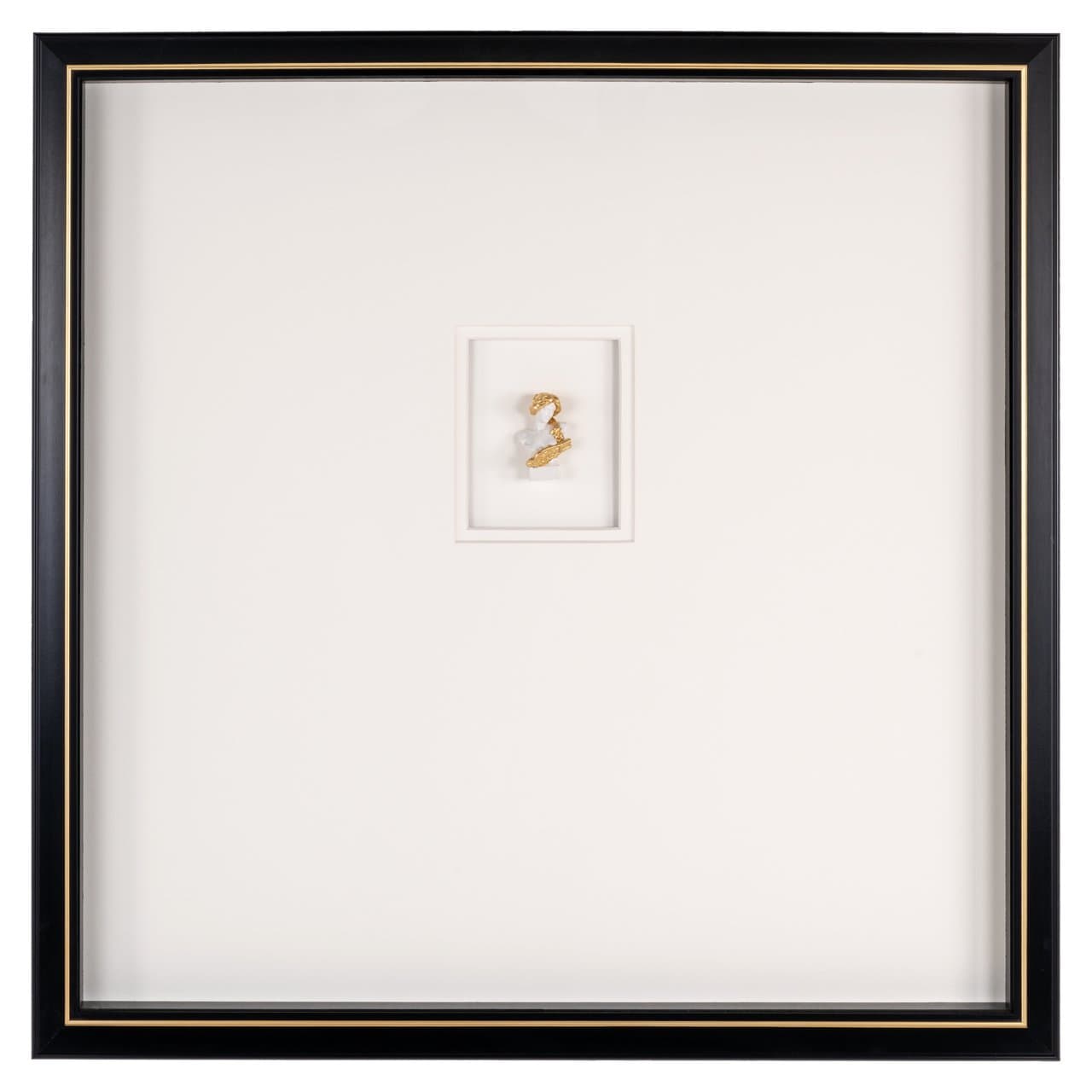 Wall art Danni zwart wit lijst met gouden sculptuur 80x80 cm