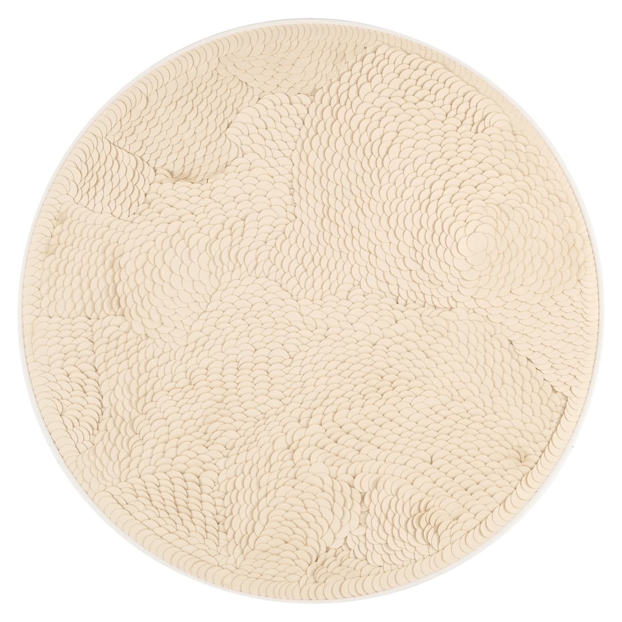 Wall art Flow rond wit met schubstructuur 110 cm