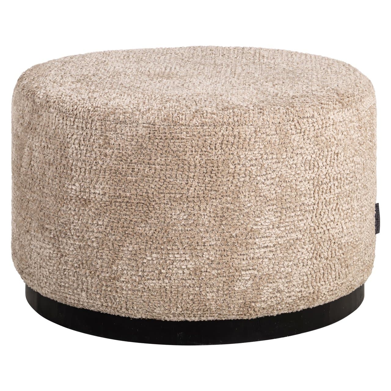 Poef Kindal rond bouclé 70 cm diameter met zwart onderstel