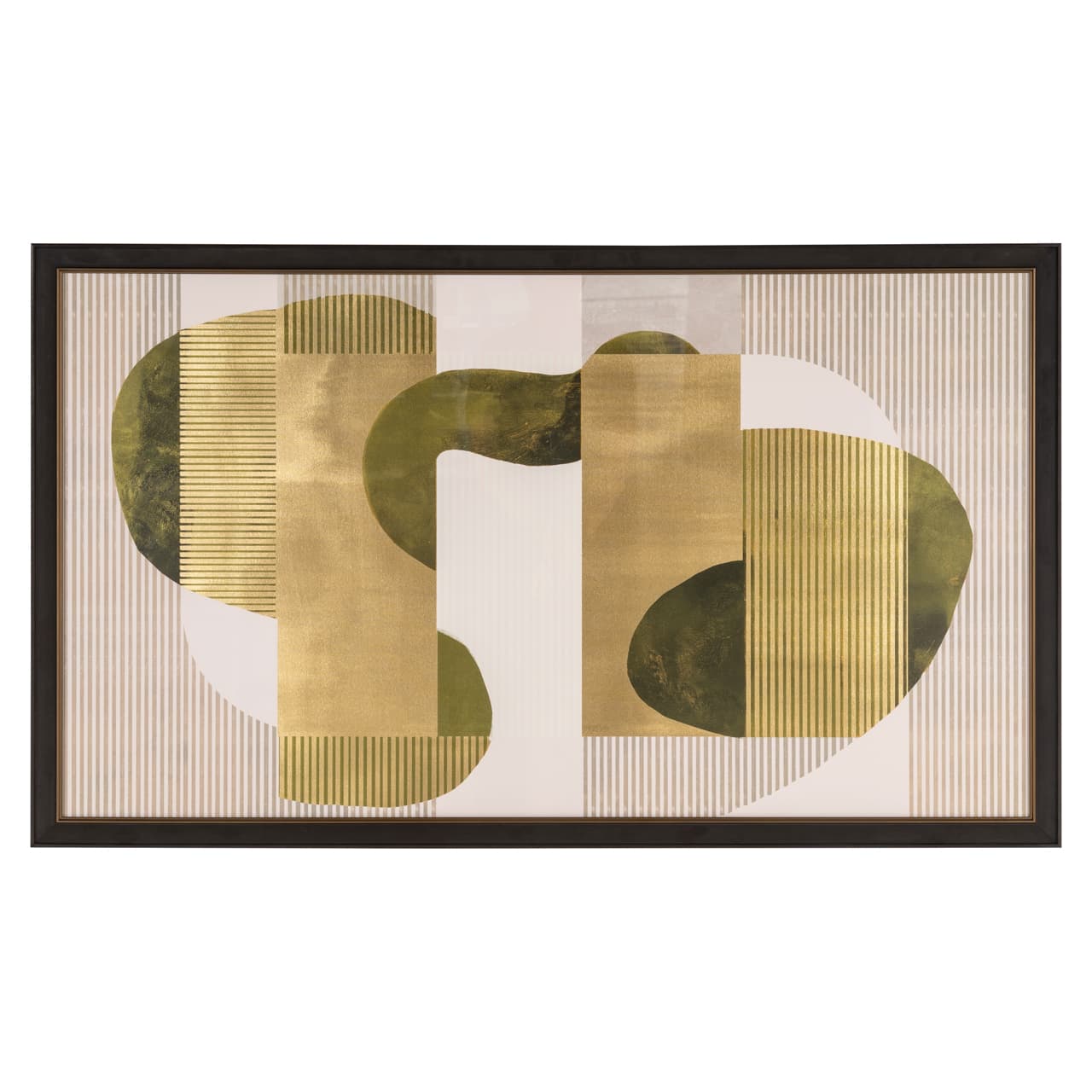 Wall art Joylin abstract groen-goud met zwarte lijst