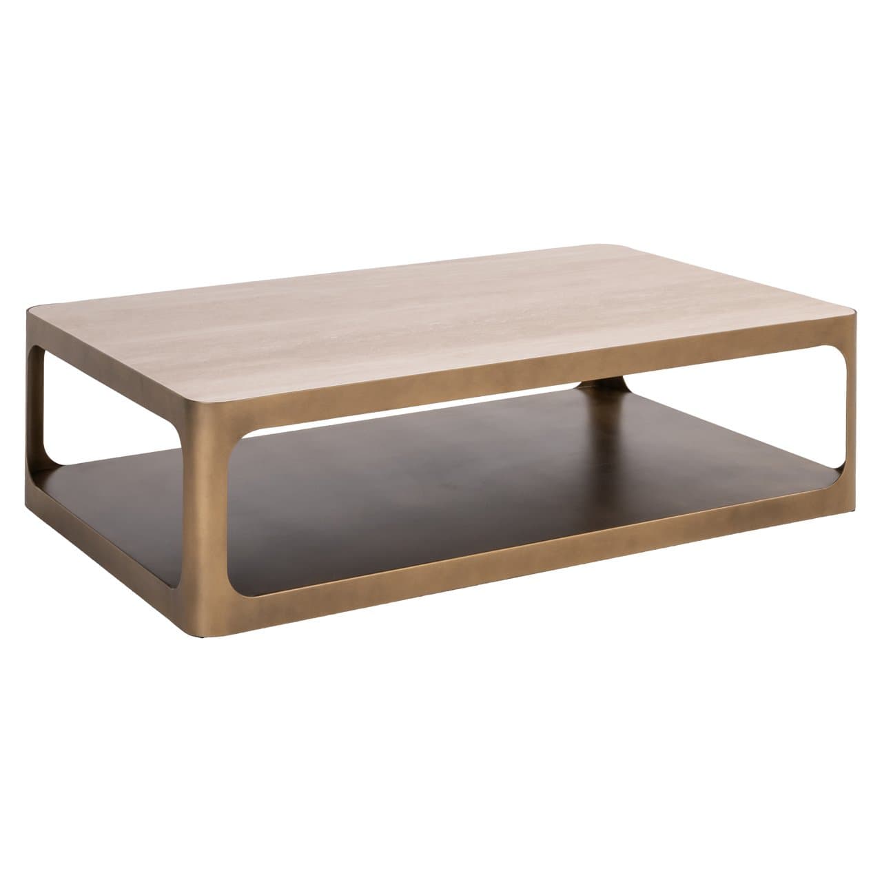 Salontafel Claridge omkeerbaar blad travertin/zwart glas 130 cm