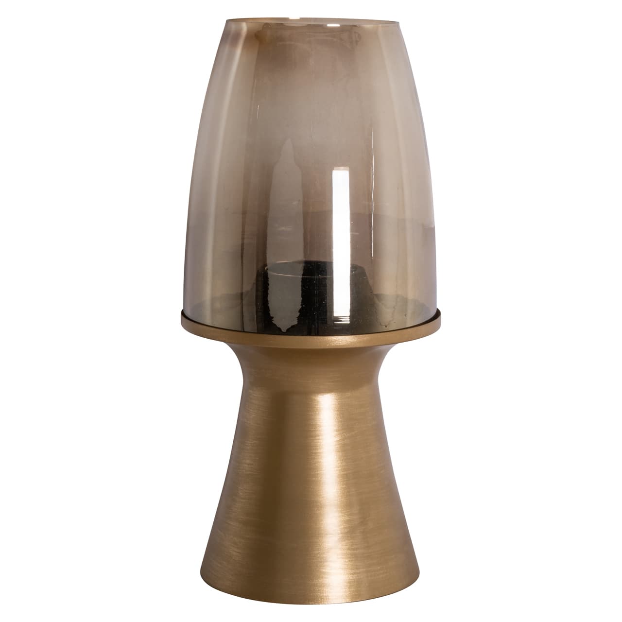 Windlicht Danea brushed gold met rookglas H55 cm