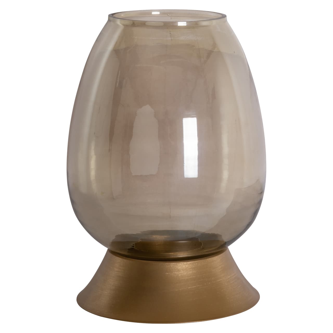 Windlicht Aubine gold small - glas met gouden voet 37 cm