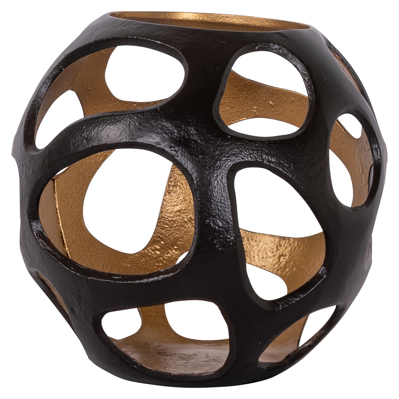 Windlicht Alysia aluminium zwart-goud small 22 cm