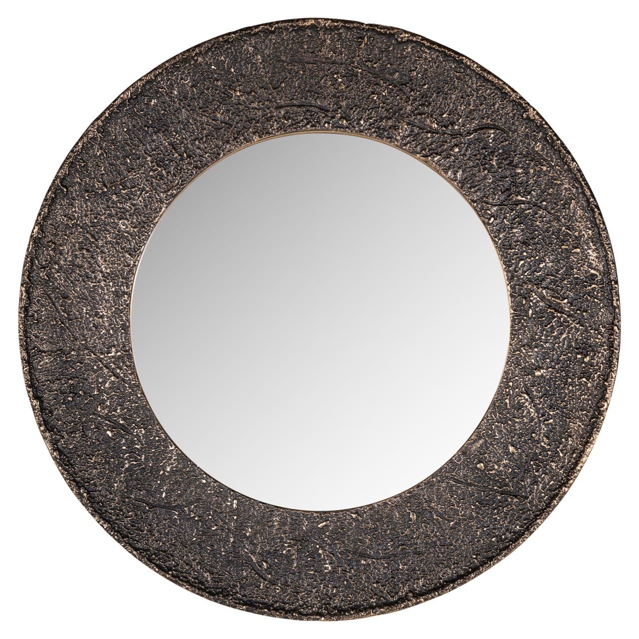 Spiegel Jamel bronze rond 86 cm met gestructureerde lijst