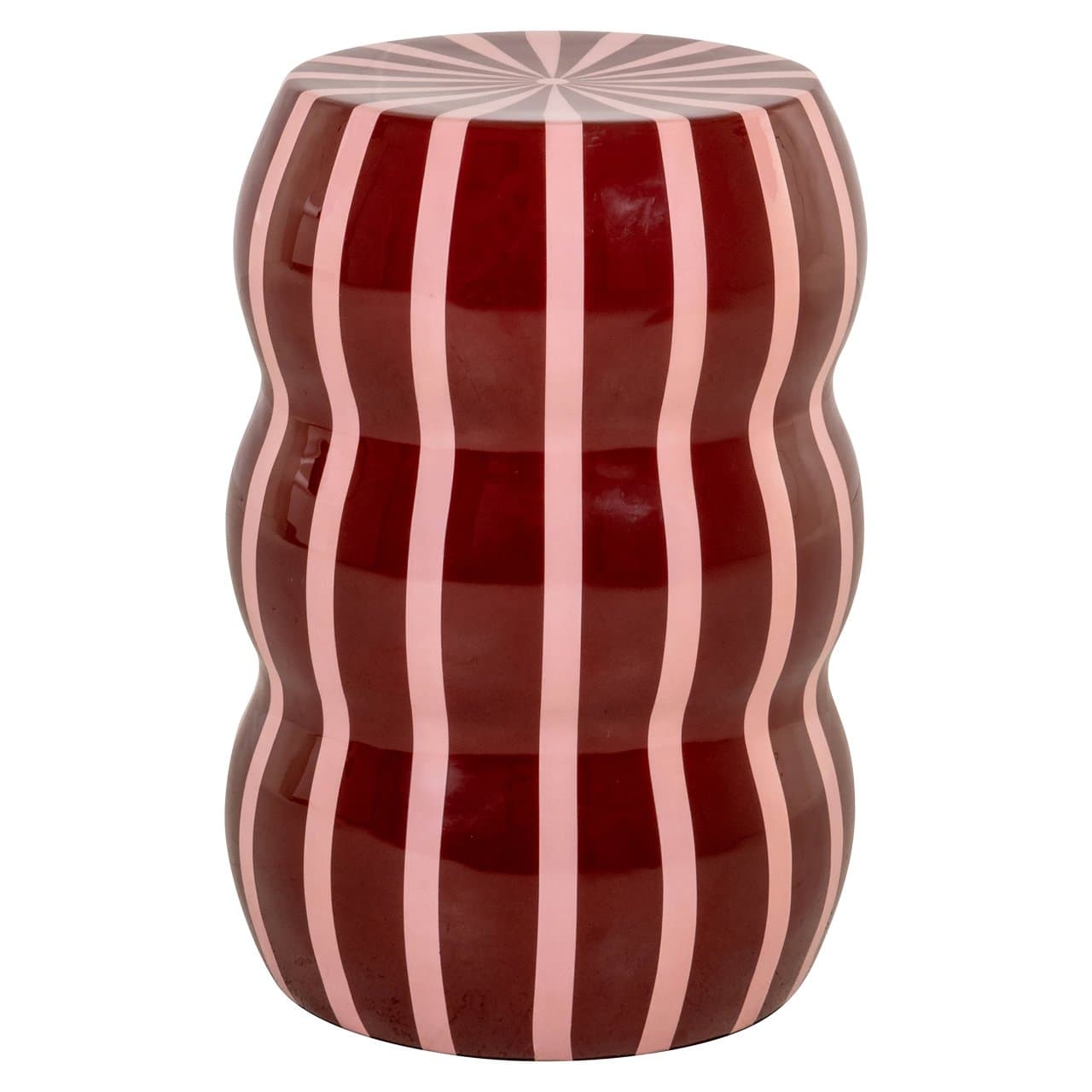 Bijzettafel Yalou rood met roze strepen, 33x47 cm