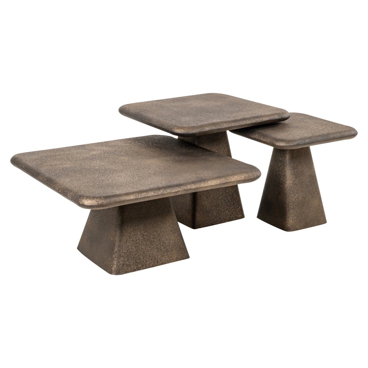 Salontafel Marlie set van 3 ijzeren tafels in goud
