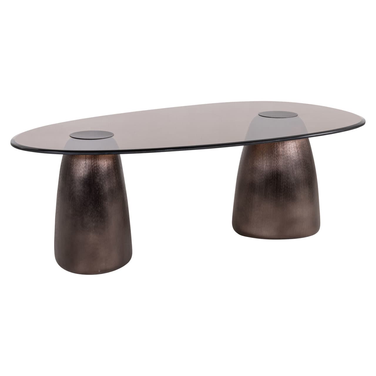 Salontafel Hayden ovaal aluminium met rookglas blad bronze 127,5 cm