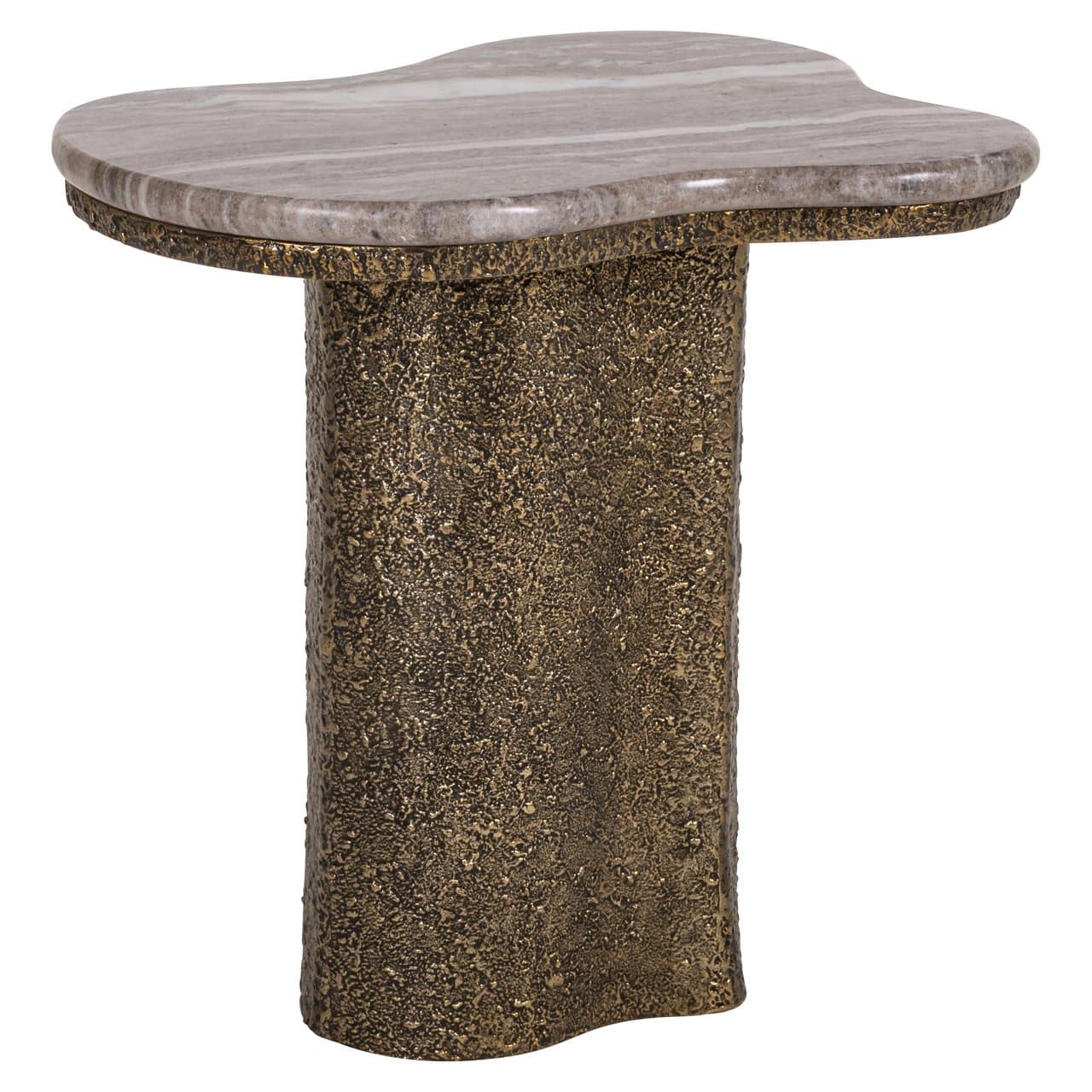 Bijzettafel Abandos brass antique met marmeren blad 59,5 cm