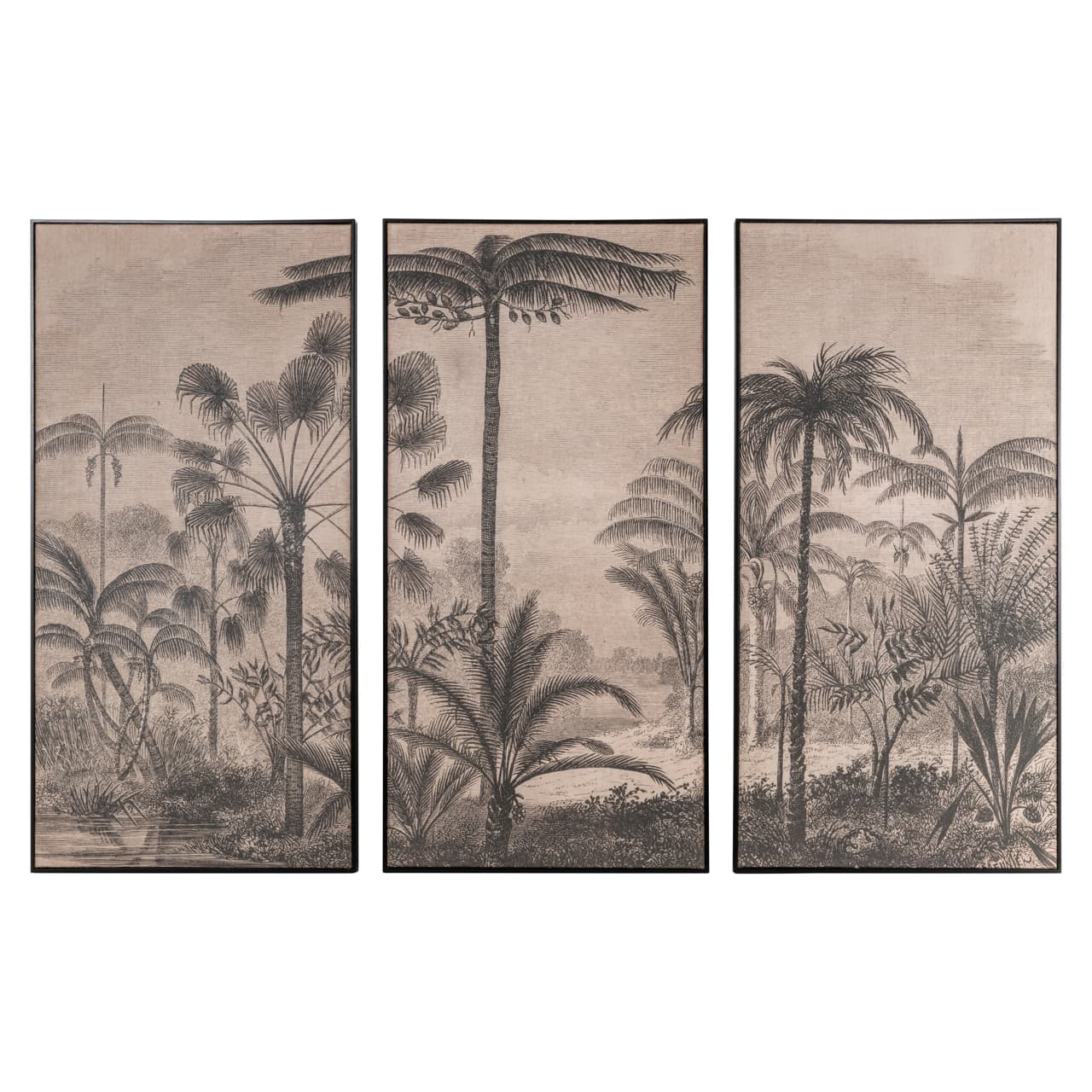 Wanddecoratie Rhapsody set van 3 jute panelen bruin 180x120 cm