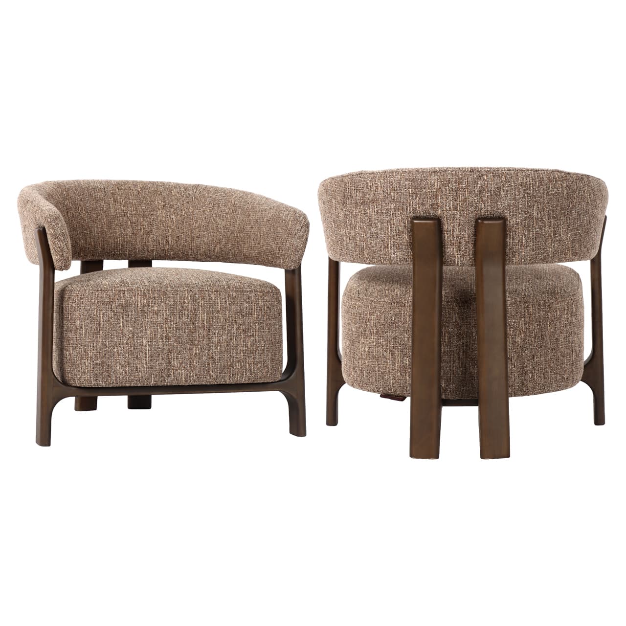 Lounge stoel Dalara brown tweed met beukenhouten frame 67,5 cm