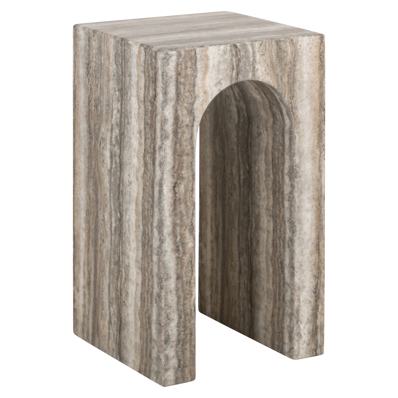 Bijzettafel Dulce grey met faux travertin afwerking 60 cm