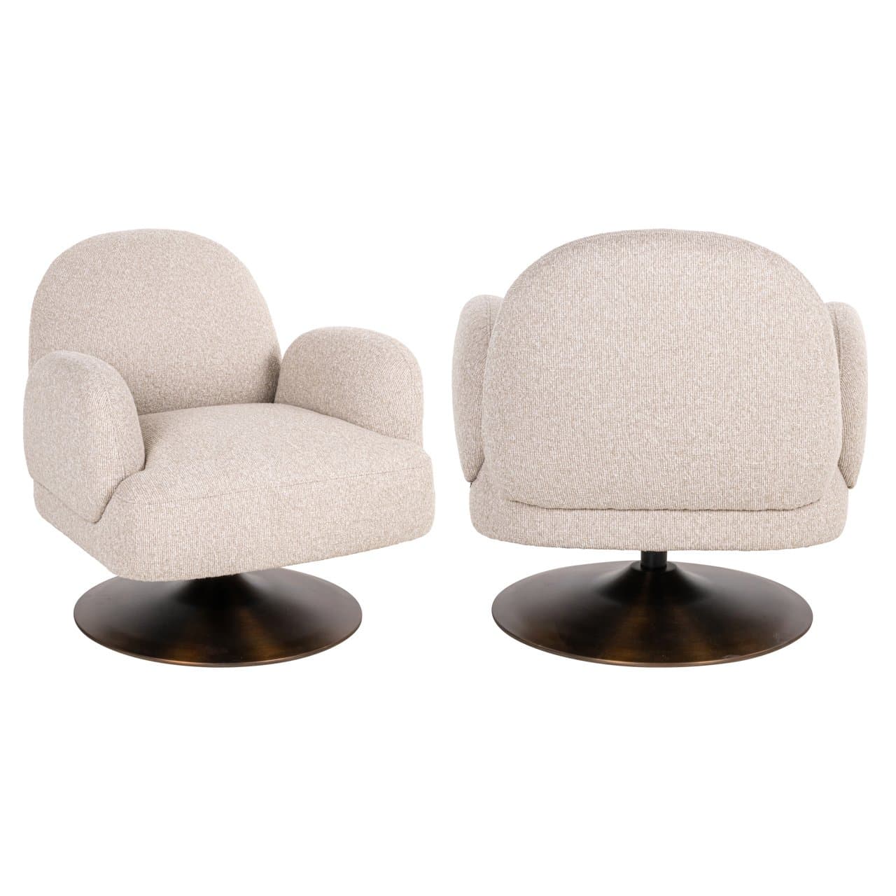 Lounge stoel Kagney biscotti draaibaar 77 cm hoog