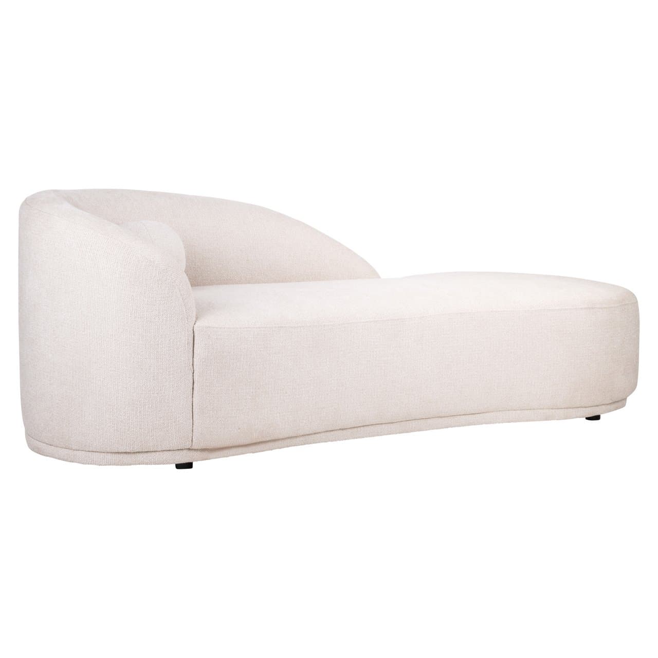 Chaise longue Emma cream bouclé stof met ronde vormen 199 cm