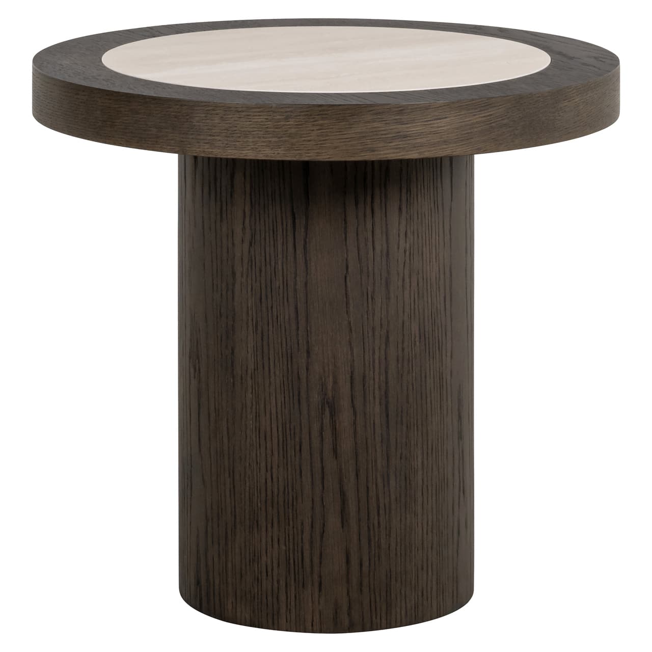 Bijzettafel Nando round 60 cm - eiken fineer met travertin keramiek