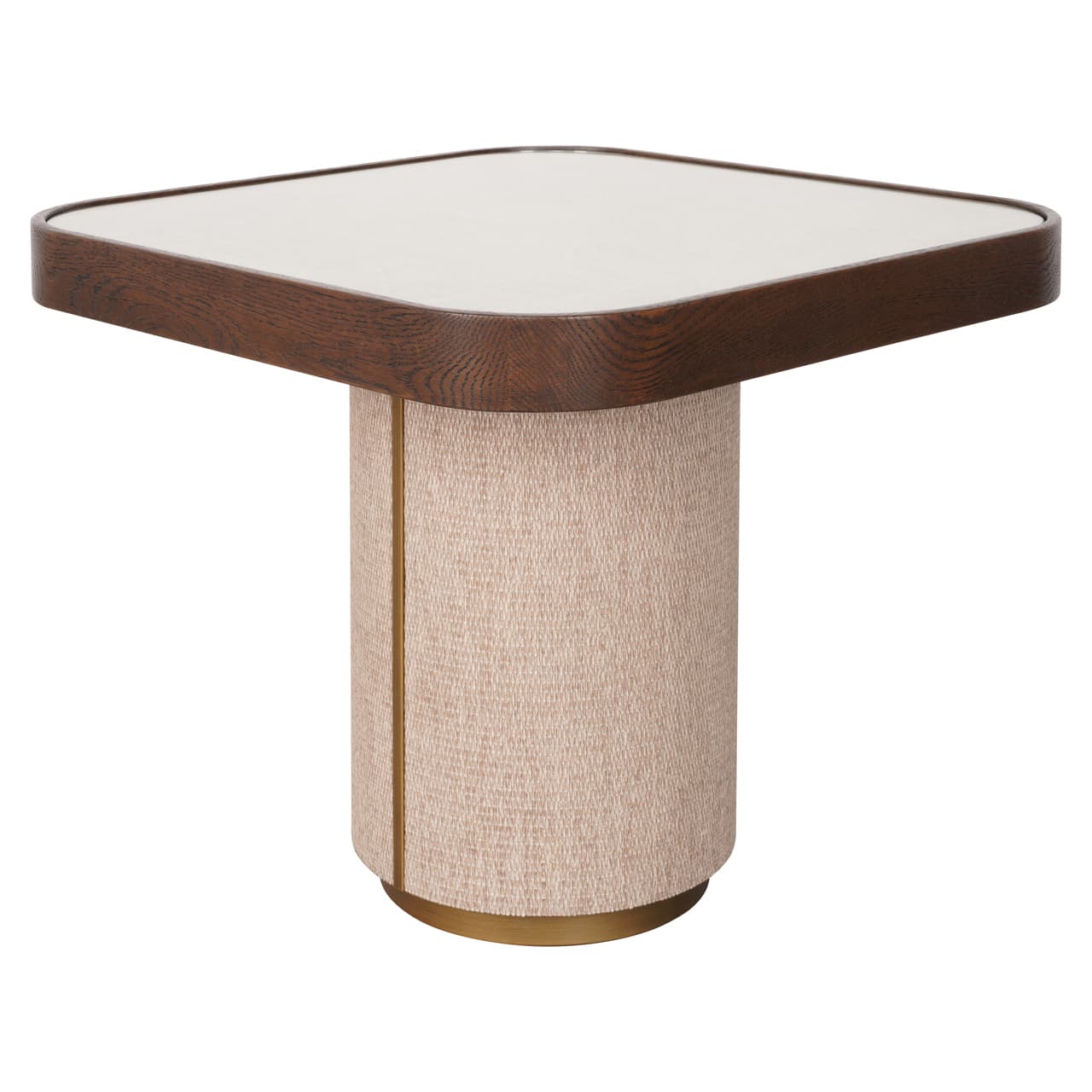 Bijzettafel Willox beige met glazen blad 55x48 cm