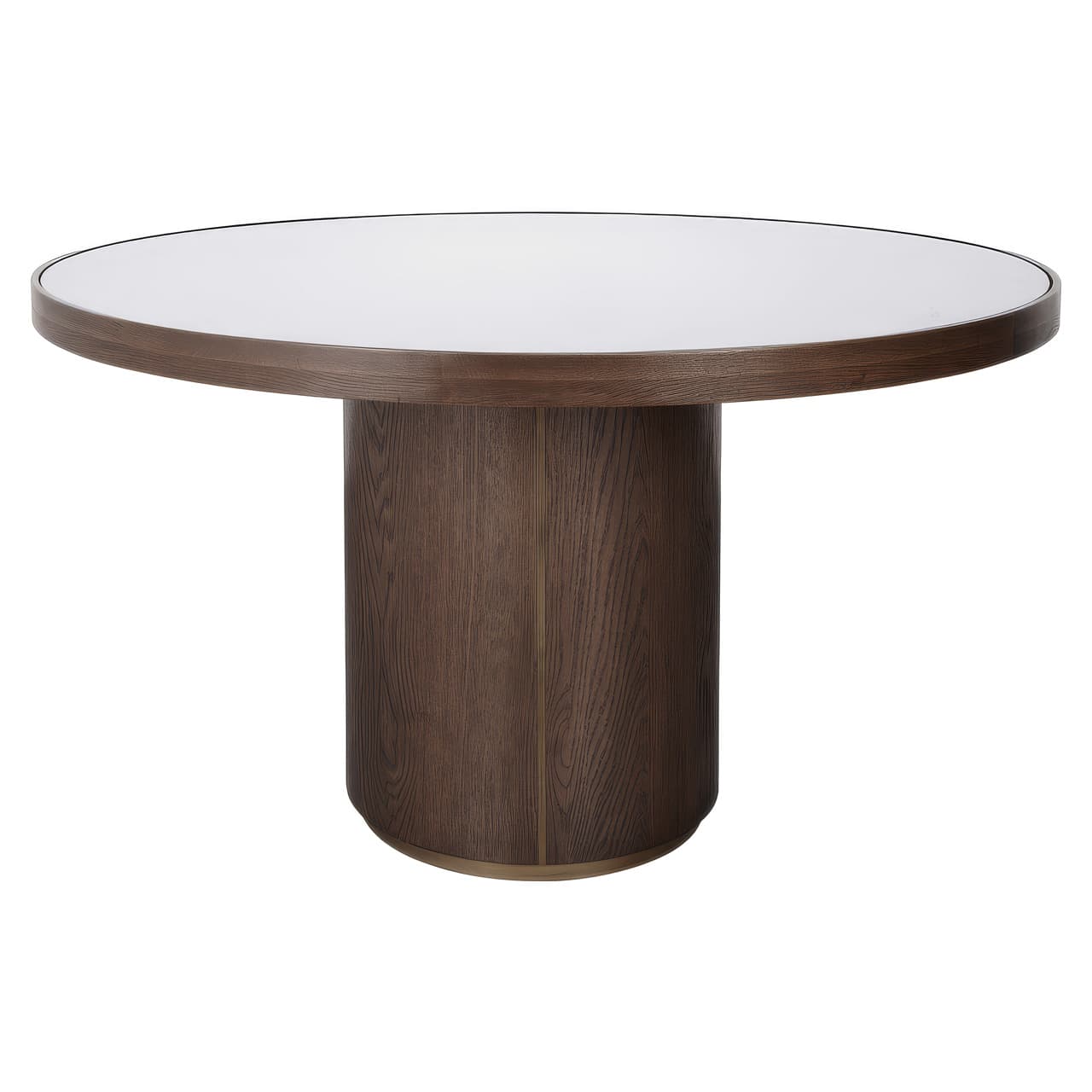 Eettafel Willox rond 130 cm - eiken met linnen blad en glas